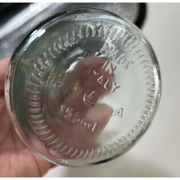 Set 2 Italian Cruet Glass Bottle Cork Stopper Green Tinted Embossed Glass 156ml - Picture 4 of 5